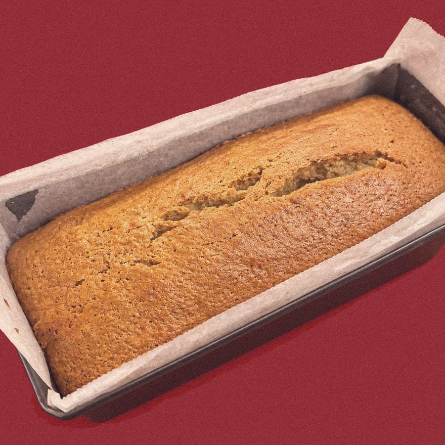 A banana loaf, sliced