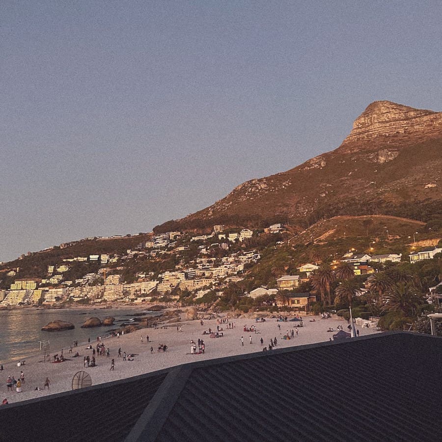 Camps Bay from above at dusk
